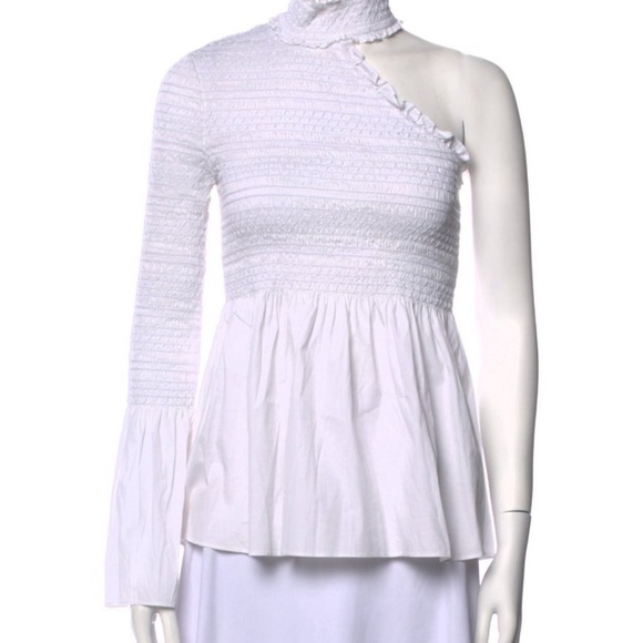 A.L.C. Cossette Mock Neck One Shoulder Poplin Blouse - Picture 5 of 9